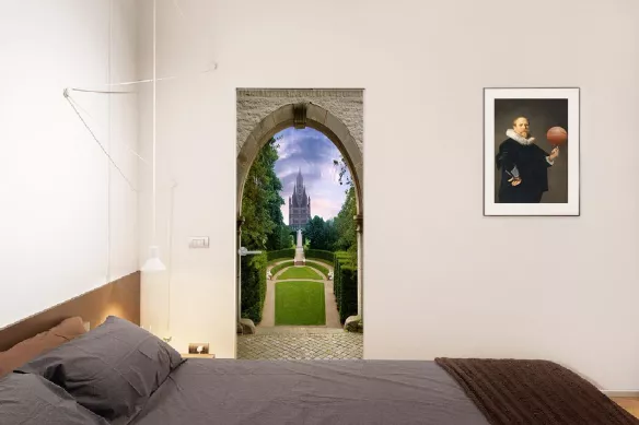Déco porte trompe l’œil Vue sur le château