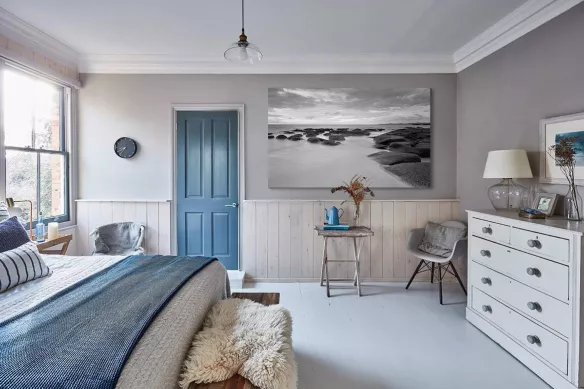Tableau zen noir et blanc Rocher plage