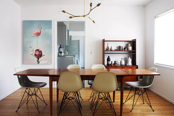 tableau-flamant-rose-equilibre-salle-a-manger