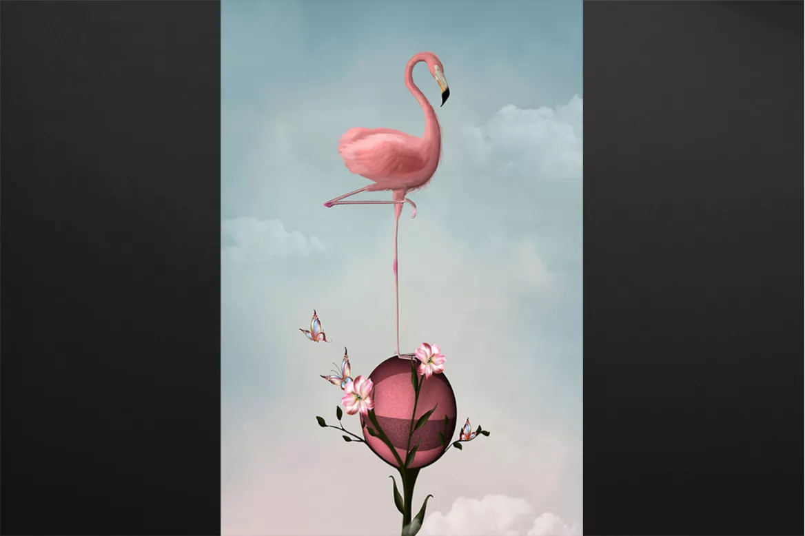 tableau-flamant-rose-equilibre-salle-a-manger