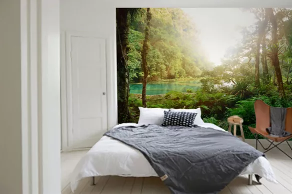 tapisserie-jungle-soleil-lac