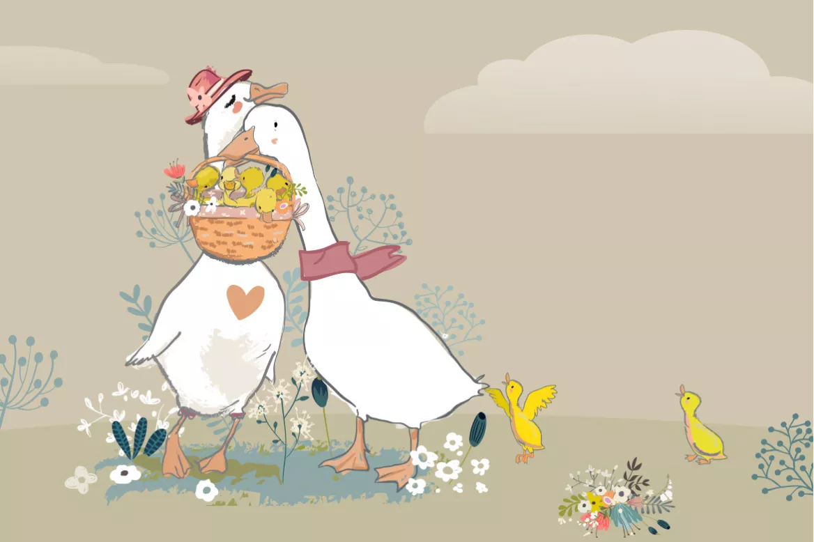Tableau pour enfant Famille Oies