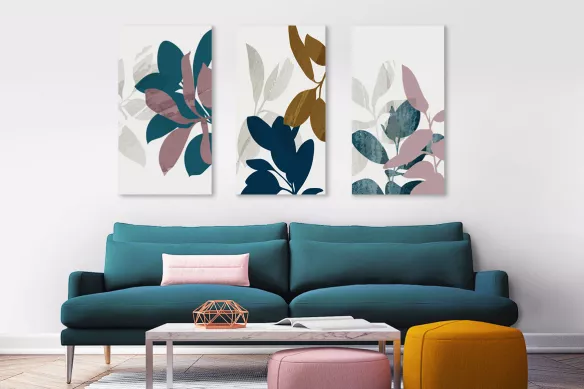 Tableau triptyque Plantes et feuilles