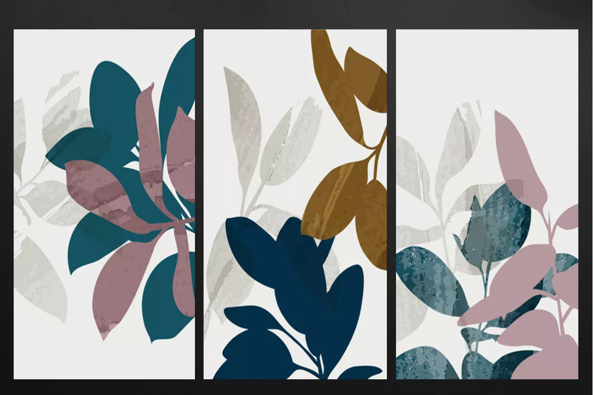 Tableau triptyque Plantes et feuilles