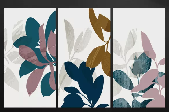 Toile-triptyque-plantes-et-feuilles