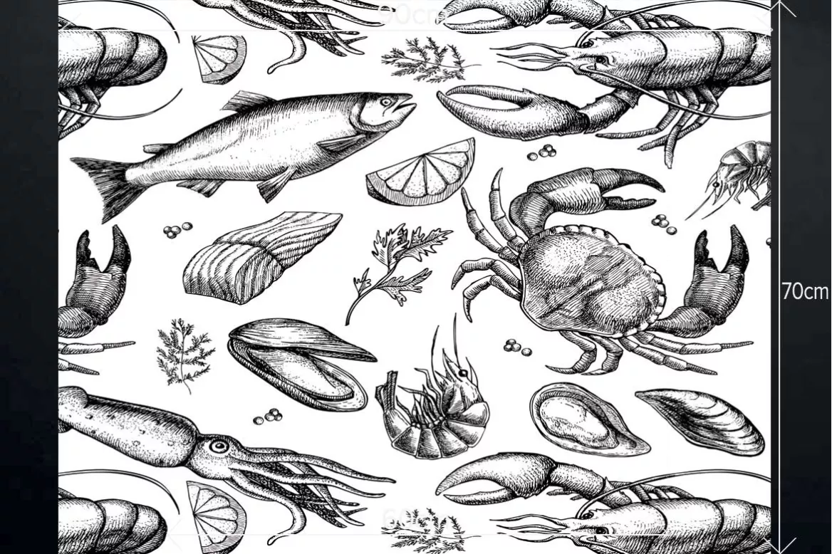 decoration-cuisine-moderne-fond-de-hotte-poisson-crustacés