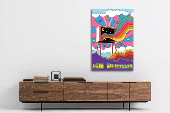Tableau pop art Télé Colorée