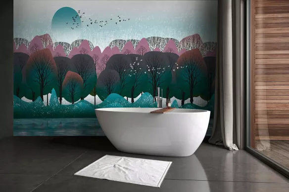 Papier peint forêt Pêcheur et Forêt