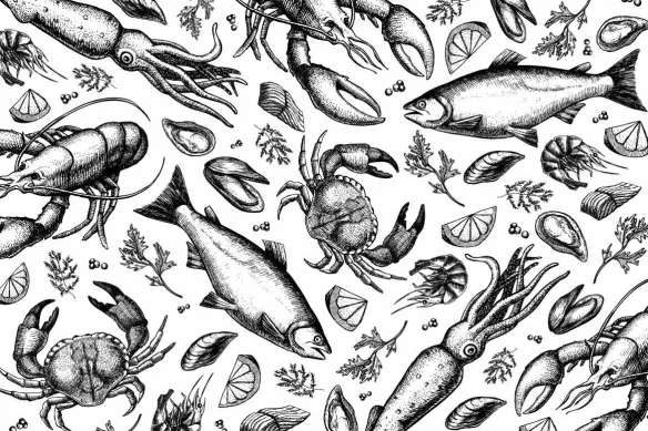 Papier peint cuisine Poissons et crustacés