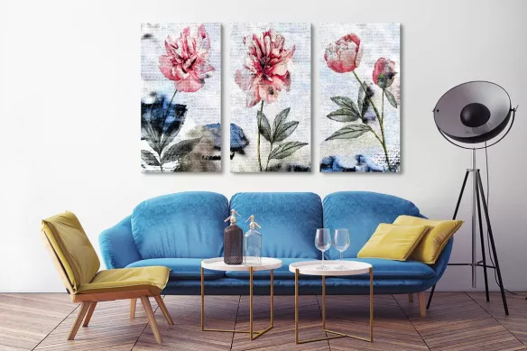 Tableau triptyque Délicatesse fleurie