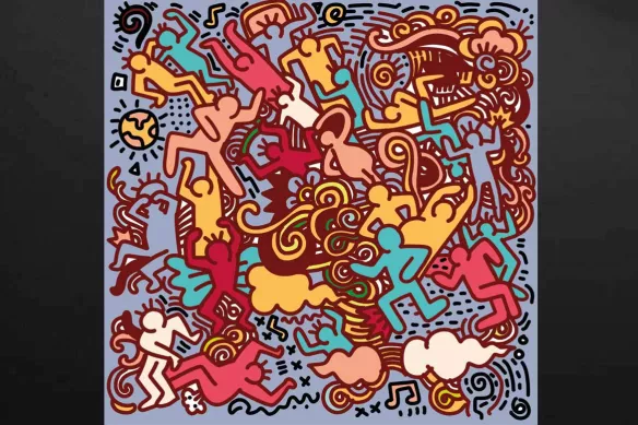tableau-pop-art-keith-haring-bonhomme-amusant