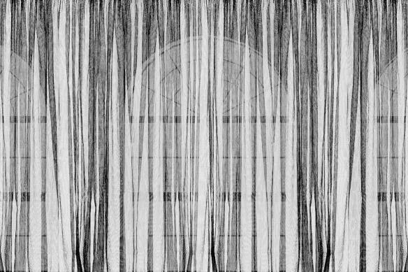 Papier peint trompe l’œil Rideau fenêtres arches