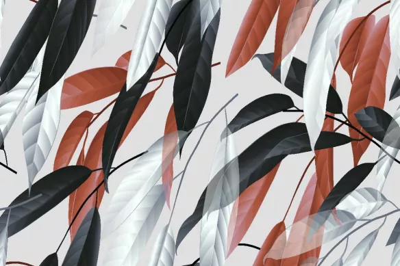 Tableau nature feuilles sauge fauve : Cadre mural déco