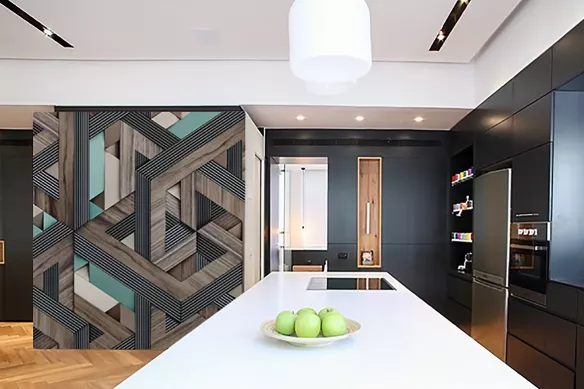 Papier peint 3d spirale de bois sombre : déco murale trompe l'oeil