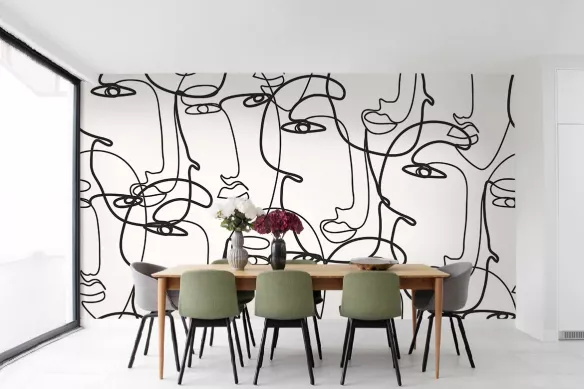 papier peint noir et blanc Visages