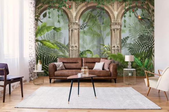 Papier peint tropical Arche : tapisserie trompe l'oeil
