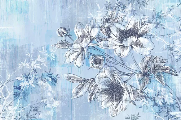 tableau fleur hestia bleu