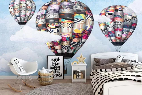 papier-peint-chambre-montgolfières-patchwork