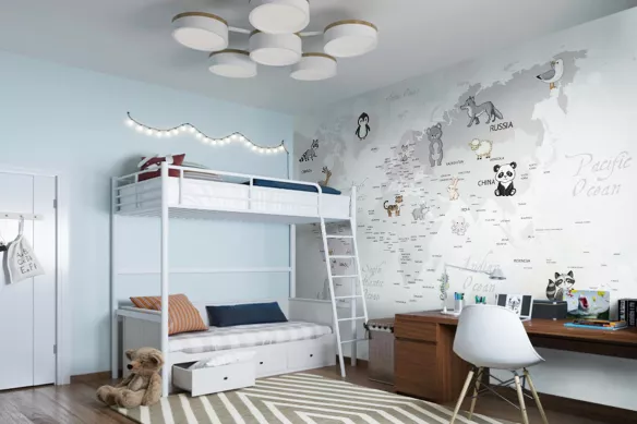 papier-peint-chambre enfant carte du monde et animaux