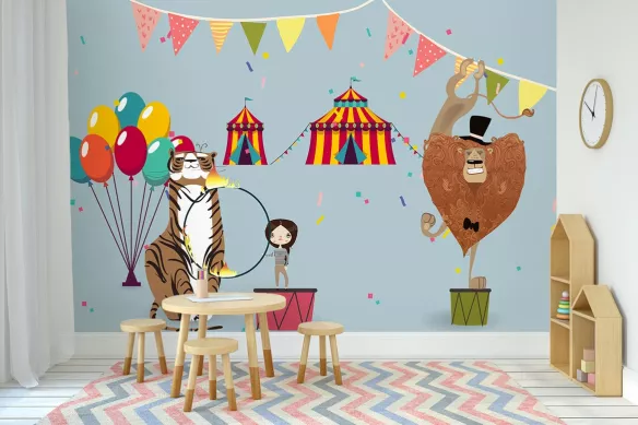 papier-peint-dompteur-de félins- décoration creche