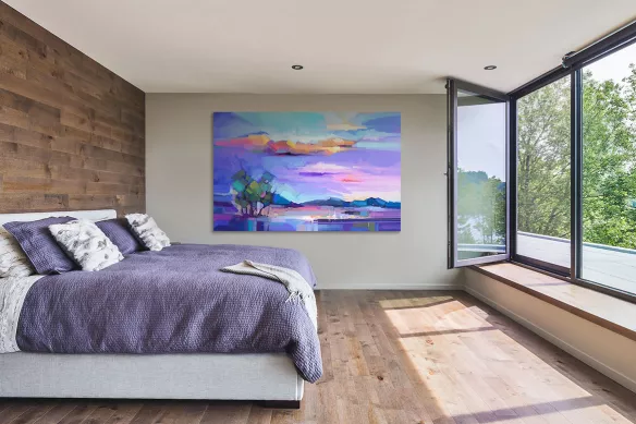 tableau-Paysage-violet- effet peinture