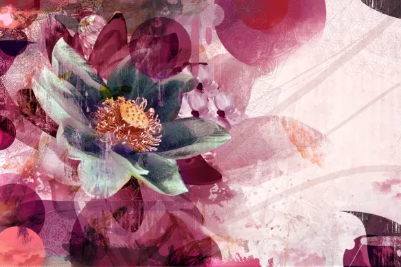tableau de fleur organza rose