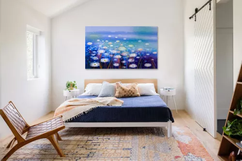 tableau-chambre champ de fleurs blanches