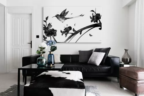 tableau-moderne-oiseau-noir-et-blanc