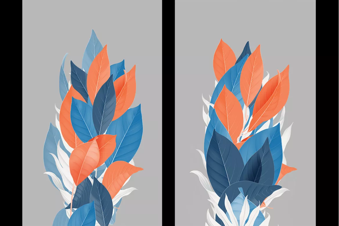 tableau-diptyque-feuilles-colorées