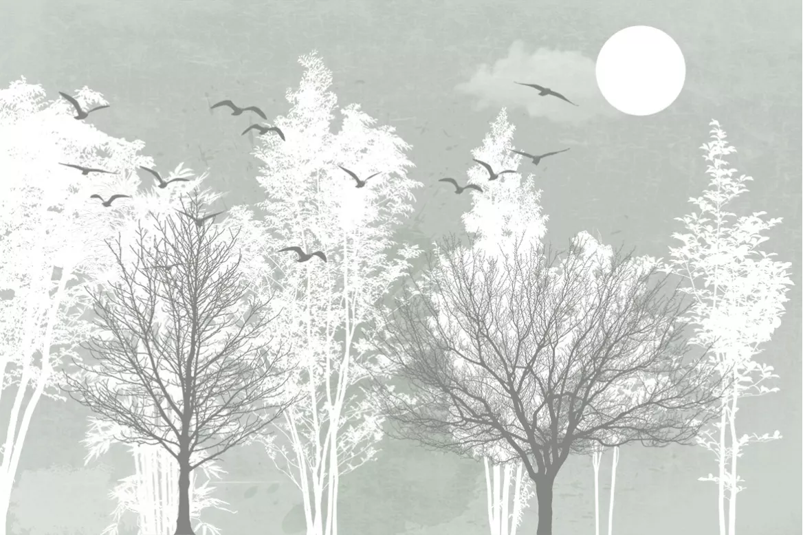 tableau-scandinave-foret-blanche