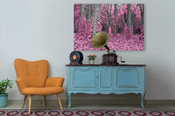 toile imprimée foret-lierre-rose