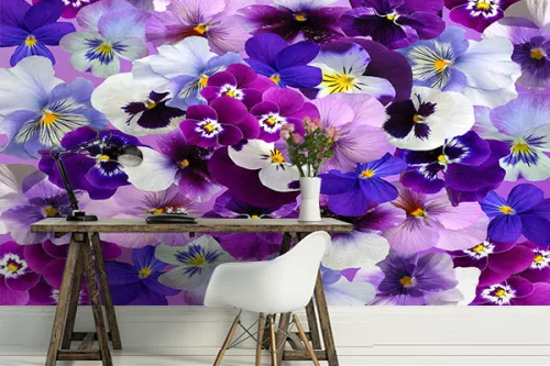 papier-peint-grosses-fleurs-pensées