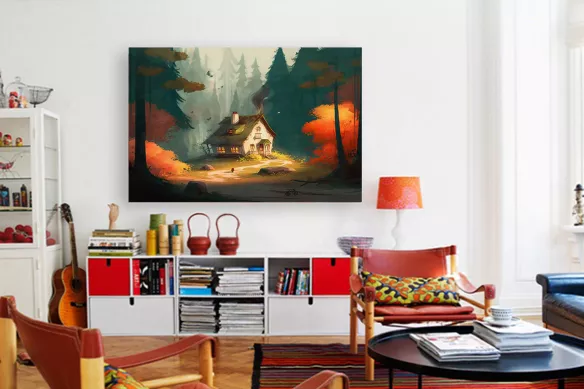 tableau-paysage maison-et-foret