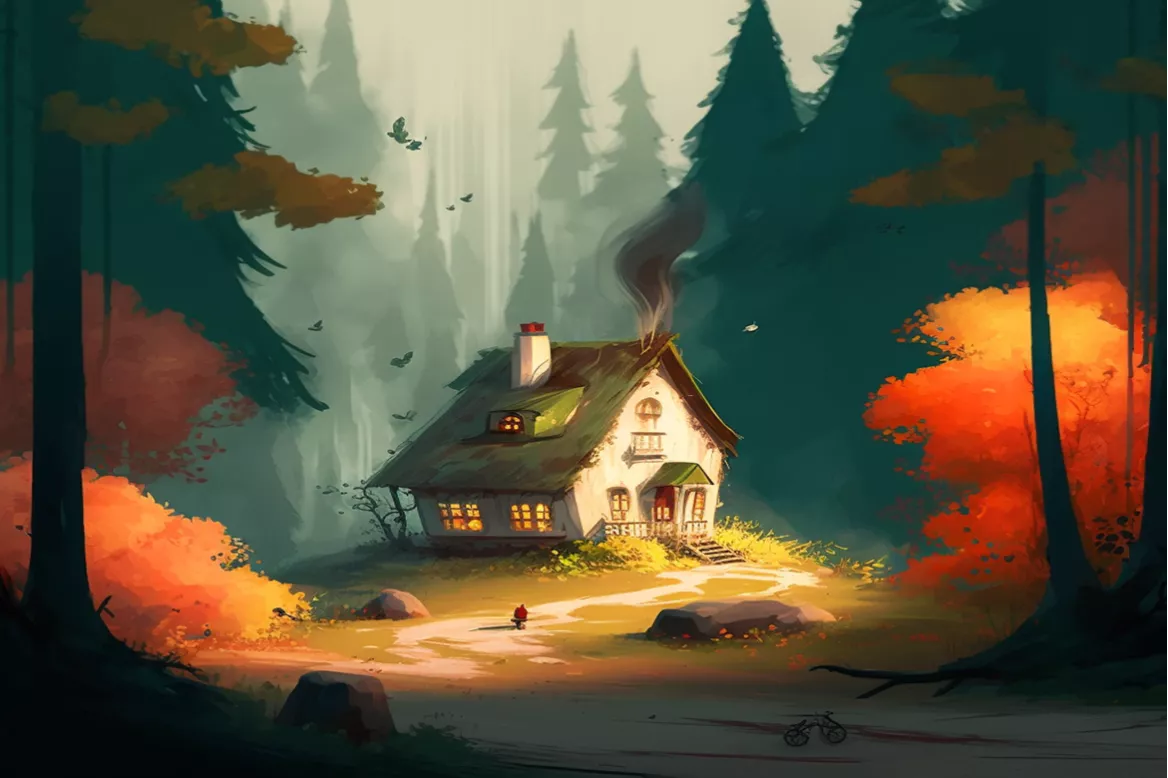 tableau-paysage maison-et-foret