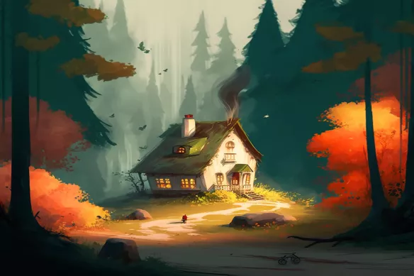 tableau-paysage maison-et-foret
