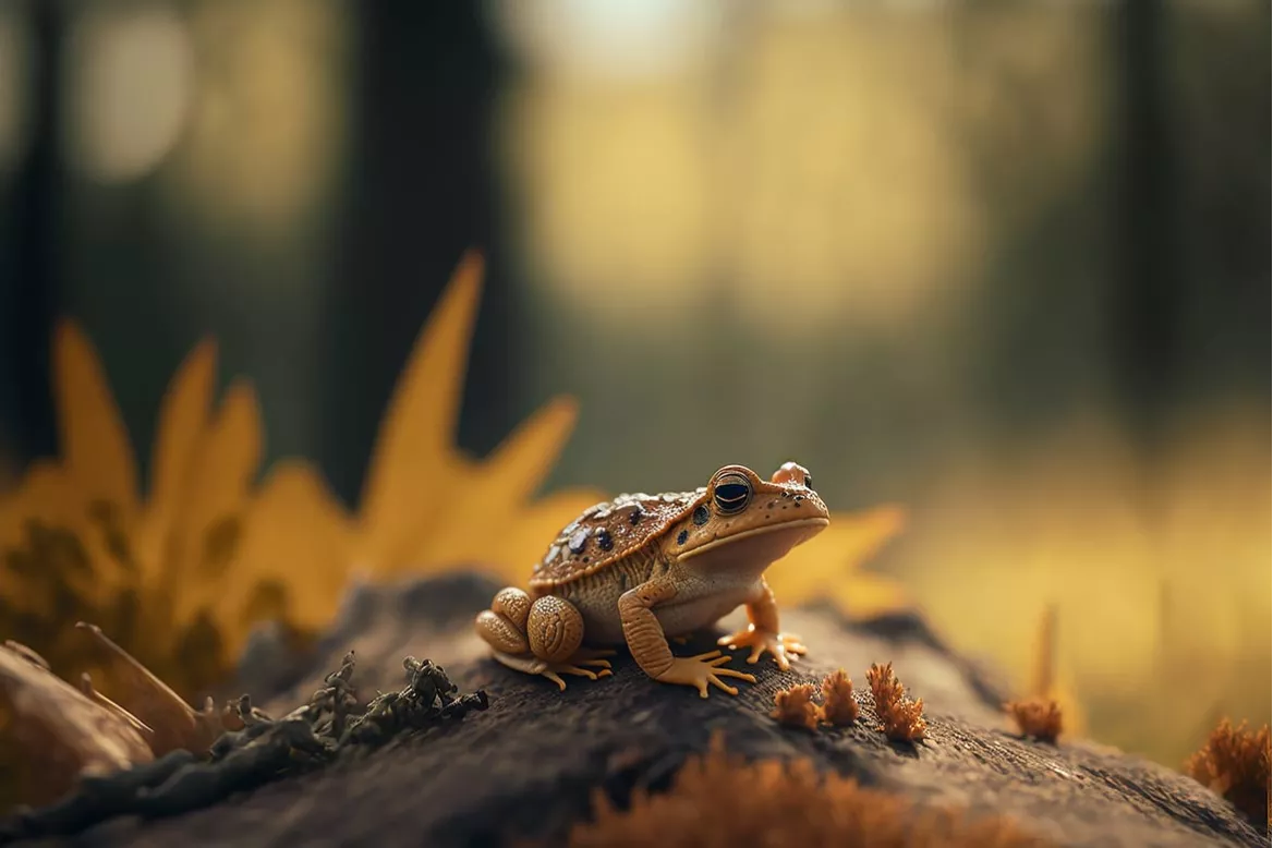 Tableau photo Grenouille et champignons