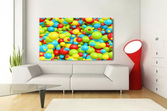 Tableau abstrait boules colorées