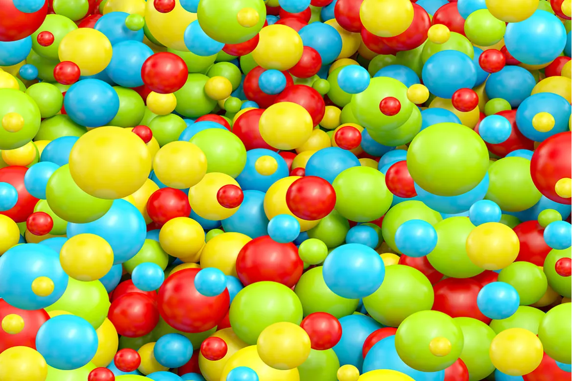 Tableau abstrait boules colorées