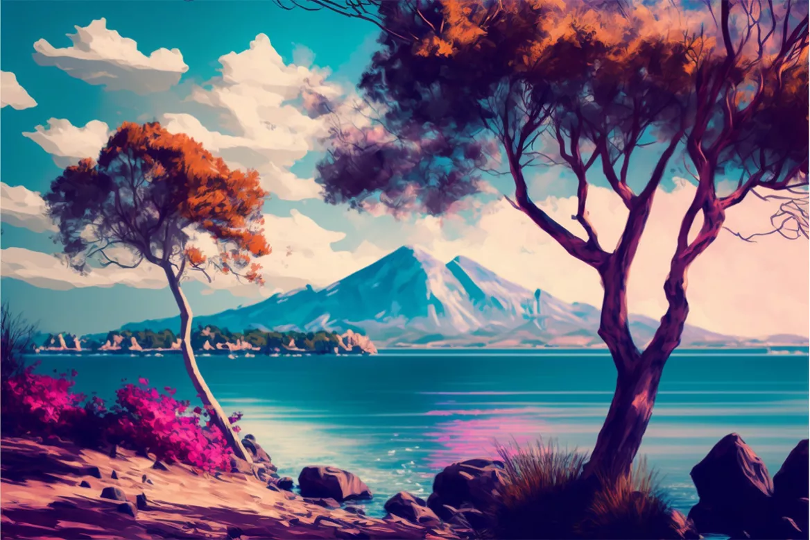 Impression sur toile Paysage peint grand format