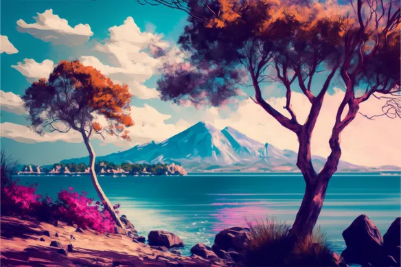 Impression sur toile Paysage peint