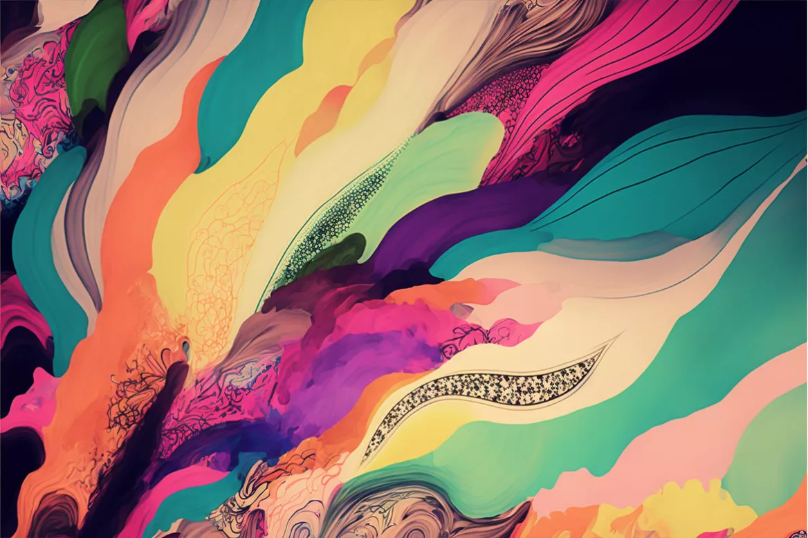 Tableau pop art Feuilles et spirales