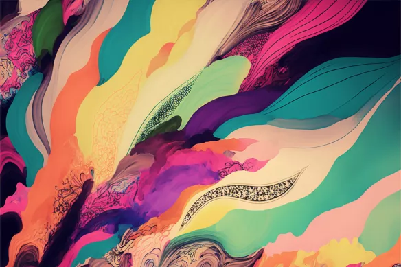 toile-pop-art-feuilles-et-spirales