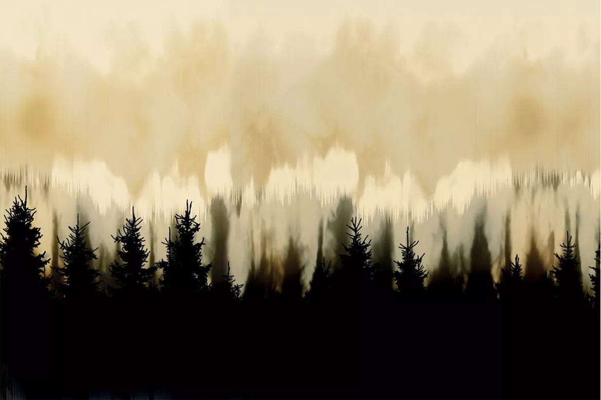 tableau salon abstrait paysage foret