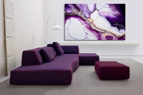 Tableau abstrait Marbrures violettes