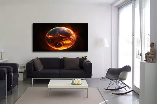 deco salon design toile moderne boule de feu