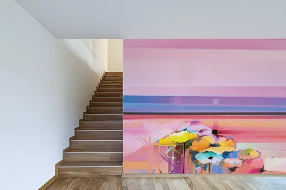 Papier peint blush : tapisserie panoramique rose