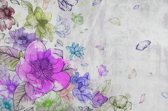 papier peint fleuri envolée florale rose