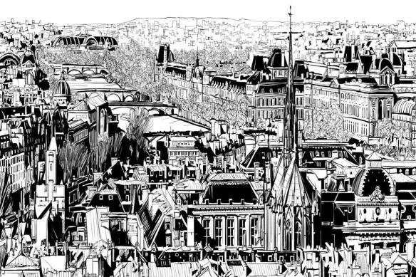 Tableaux et toile noir et blanc paris toitures