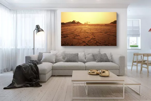 Toile paysage terre craquelée