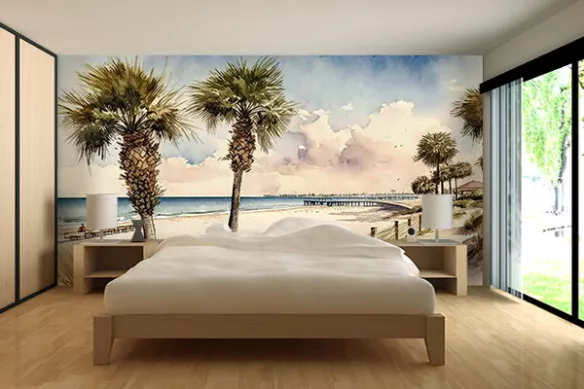 Tapisserie intissé mer aquarelle
